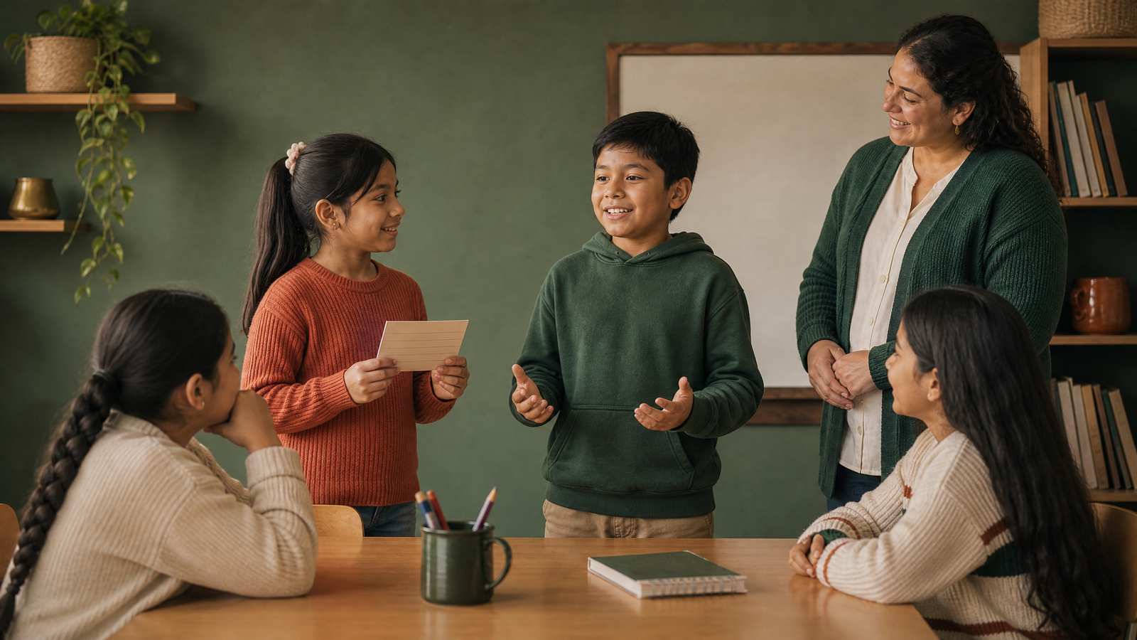 Estudiantes de primaria retomando una actividad de lectura después de una instrucción clara