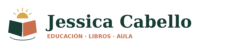 Logotipo horizontal de Jessica Cabello para educación, libros y aula.